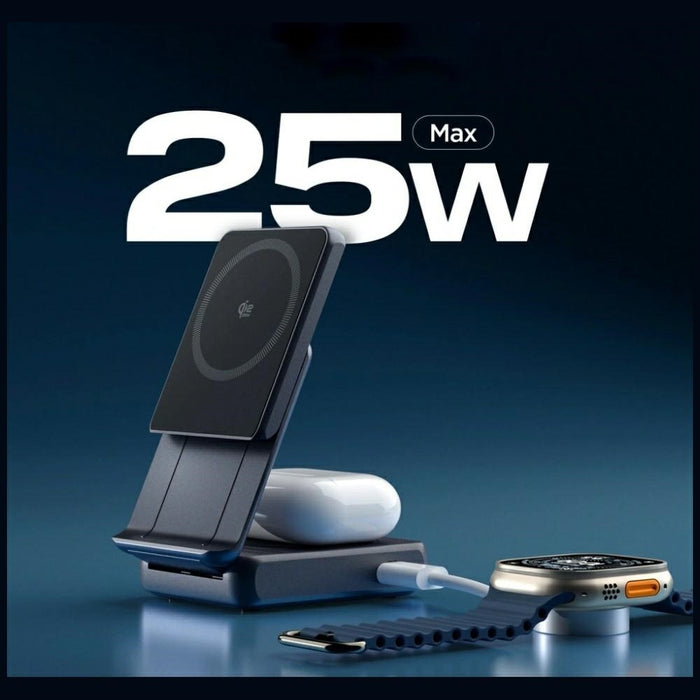 Индуктивно зарядно Spigen Essential Qi2.2 25W MagSafe 2в1, черно