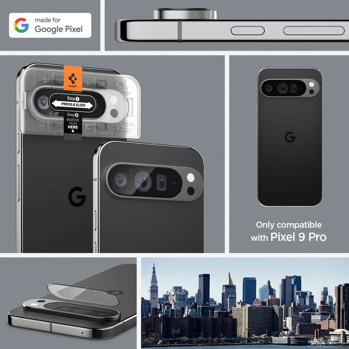 Spigen Optik.tR Ez Fit закалено стъкло за протектор на екрана на камерата за Google Pixel 9 Pro (2 пакета)