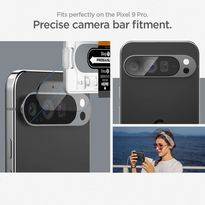 Spigen Optik.tR Ez Fit закалено стъкло за протектор на екрана на камерата за Google Pixel 9 Pro (2 пакета)