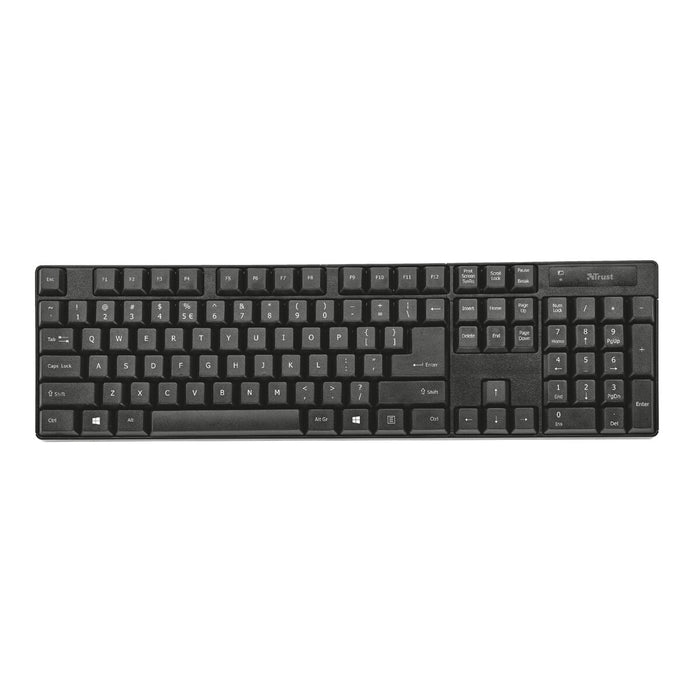 Клавиатура с мишка Trust Qoby Черен QWERTY 4 Части