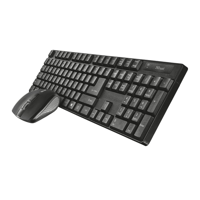 Клавиатура с мишка Trust Qoby Черен QWERTY 4 Части
