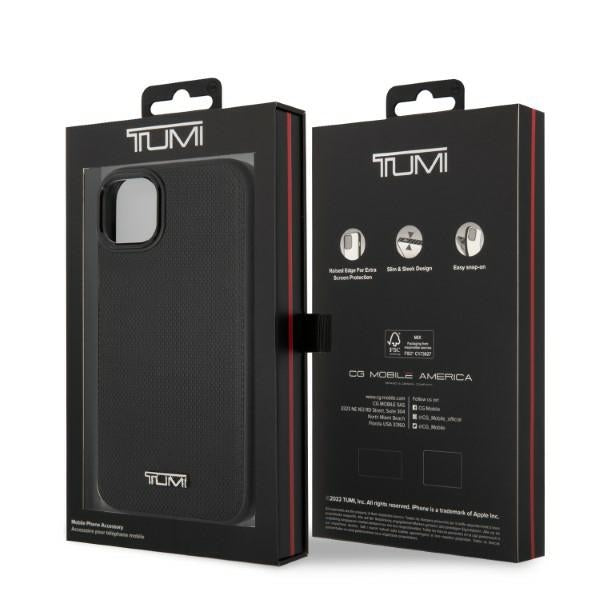 Твърд кожен калъф Tumi TUHMP14SRBAK Balistic Pattern MagSafe за iPhone 14 / 15 / 13 6,1", черен