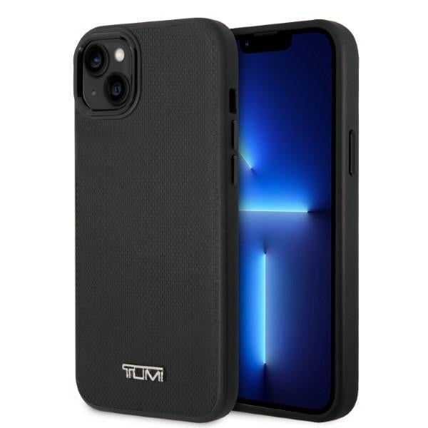 Твърд кожен калъф Tumi TUHMP14SRBAK Balistic Pattern MagSafe за iPhone 14 / 15 / 13 6,1", черен