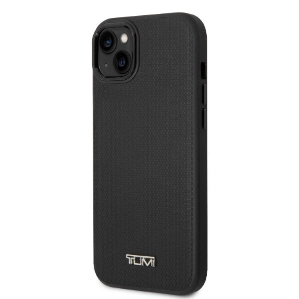 Твърд кожен калъф Tumi TUHMP14SRBAK Balistic Pattern MagSafe за iPhone 14 / 15 / 13 6,1", черен