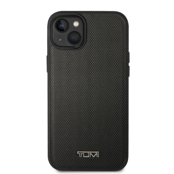 Твърд кожен калъф Tumi TUHMP14SRBAK Balistic Pattern MagSafe за iPhone 14 / 15 / 13 6,1", черен