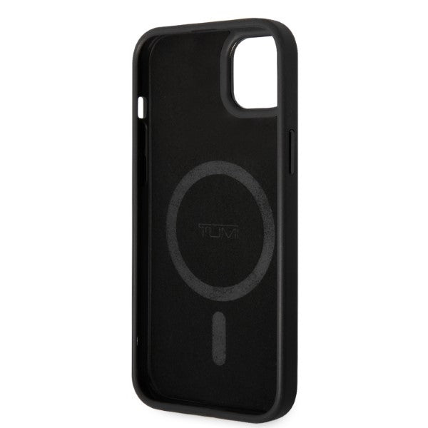 Твърд кожен калъф Tumi TUHMP14SRBAK Balistic Pattern MagSafe за iPhone 14 / 15 / 13 6,1", черен