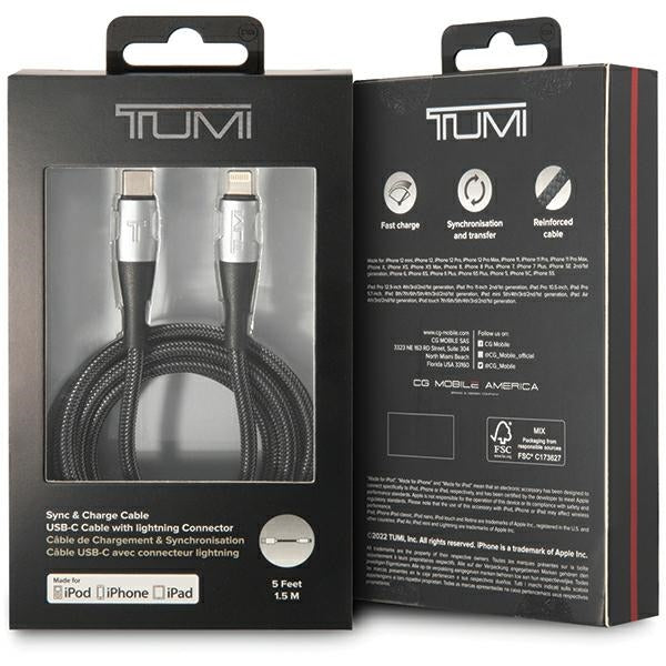 Кабел Tumi TUCCSMFI Fast Charging 0.5m, черен