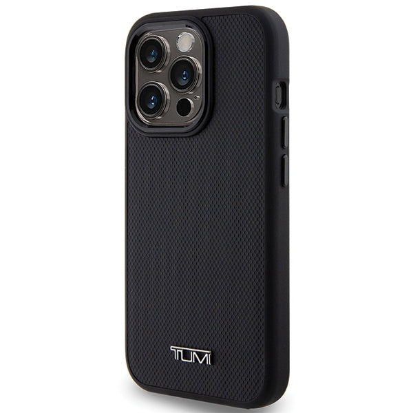 Твърд кожен калъф Tumi TUHMP15LRBAK Balistic Pattern MagSafe за iPhone 15 Pro 6.1", черен