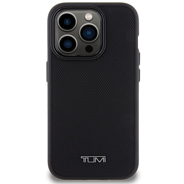 Твърд кожен калъф Tumi TUHMP15LRBAK Balistic Pattern MagSafe за iPhone 15 Pro 6.1", черен