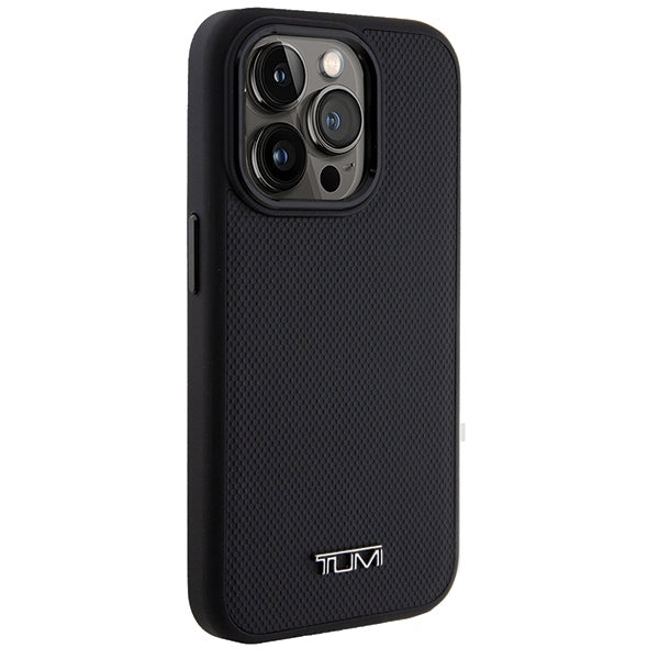 Твърд кожен калъф Tumi TUHMP15LRBAK Balistic Pattern MagSafe за iPhone 15 Pro 6.1", черен