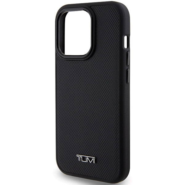 Твърд кожен калъф Tumi TUHMP15LRBAK Balistic Pattern MagSafe за iPhone 15 Pro 6.1", черен