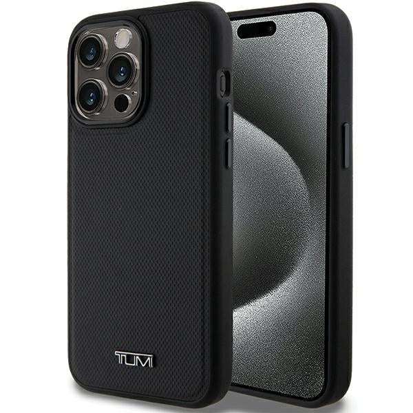 Твърд кожен калъф Tumi TUHMP15XRBAK Balistic Pattern MagSafe за iPhone 15 Pro Max 6.7", черен