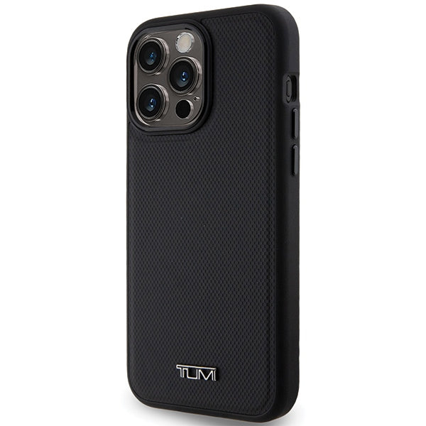 Твърд кожен калъф Tumi TUHMP15XRBAK Balistic Pattern MagSafe за iPhone 15 Pro Max 6.7", черен