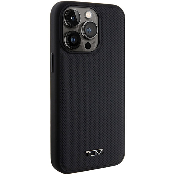 Твърд кожен калъф Tumi TUHMP15XRBAK Balistic Pattern MagSafe за iPhone 15 Pro Max 6.7", черен