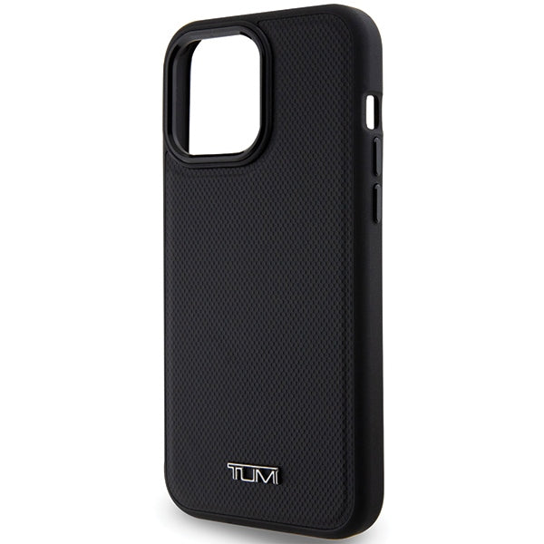 Твърд кожен калъф Tumi TUHMP15XRBAK Balistic Pattern MagSafe за iPhone 15 Pro Max 6.7", черен