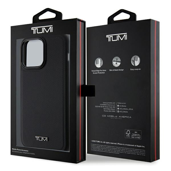 Твърд кожен калъф Tumi TUHMP15XRBAK Balistic Pattern MagSafe за iPhone 15 Pro Max 6.7", черен