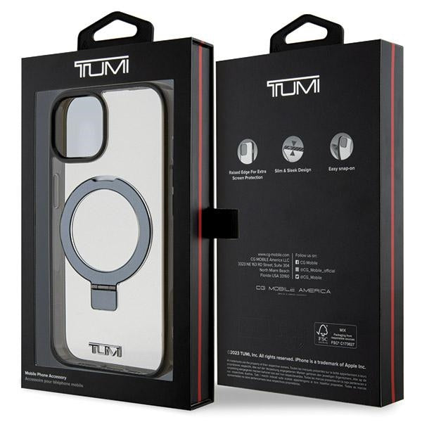 Твърд калъф Tumi TUHMP15SSSFC Transparent Ring Stand MagSafe за iPhone 15 / 14 6.1", бял