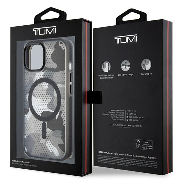Твърд калъф Tumi TUHMP15STCAMK MagSafe Frosted Camo Print за iPhone 15 / 14 / 13 6.1", черен