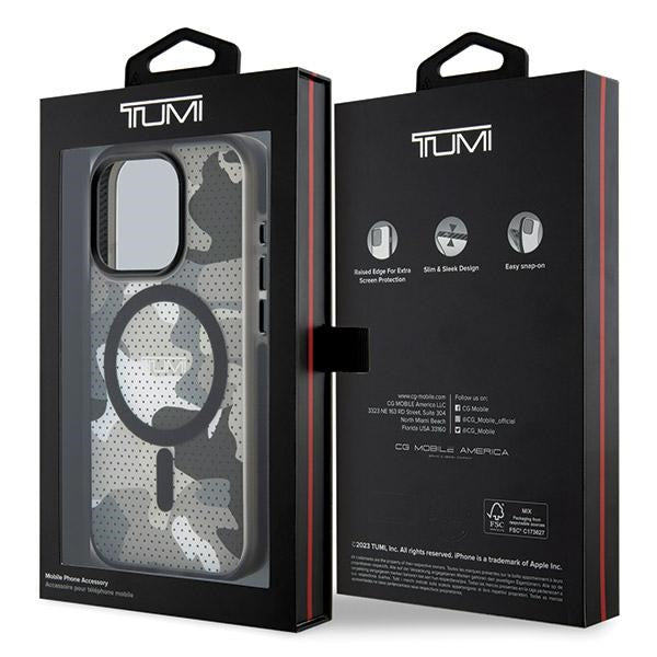 Твърд калъф Tumi TUHMP15LTCAMK Frosted Camo Print MagSafe за iPhone 15 Pro 6.1", черен