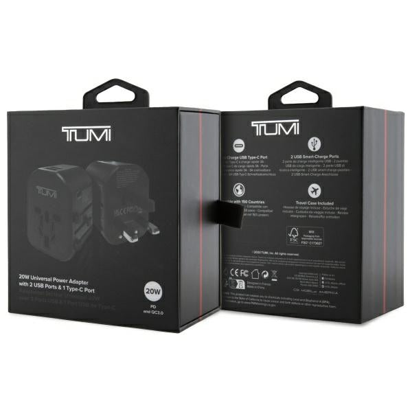 Зарядно TUMI TUTA20WMSLK Travel Adapter 20W USB-C / 2xUSB-A, черно