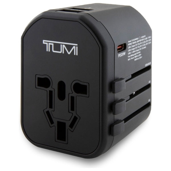 Зарядно TUMI TUTA20WMSLK Travel Adapter 20W USB-C / 2xUSB-A, черно