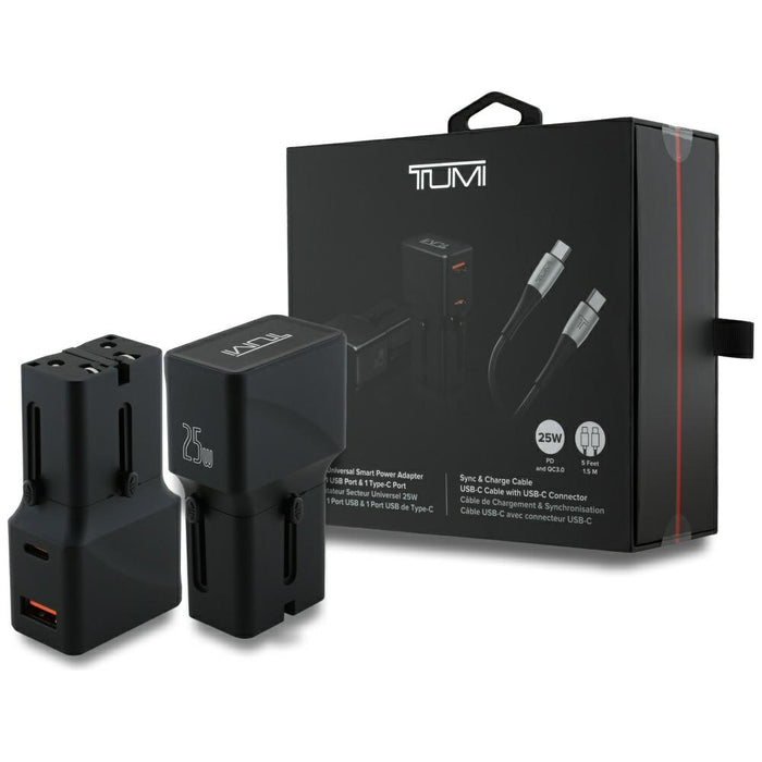 Зарядно TUMI Travel Adapter 25W + кабел, черно