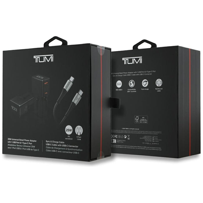 Зарядно TUMI Travel Adapter 25W + кабел, черно
