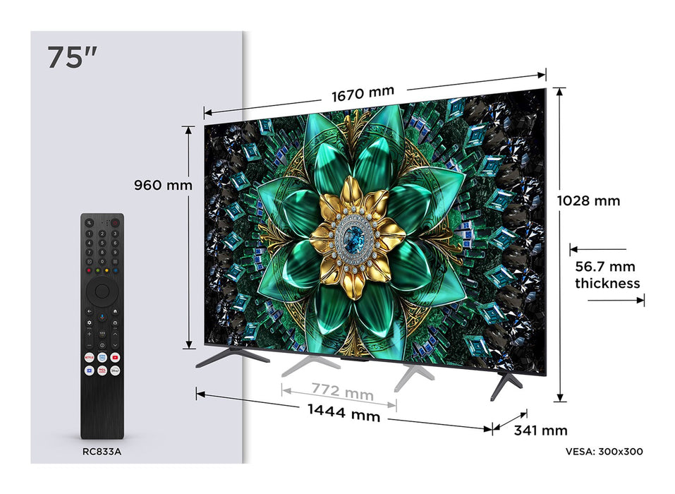 TCL Q6C 75Q6C Телевизор 190,5 cm (75") 4K Ultra HD Smart TV Wi-Fi Метален