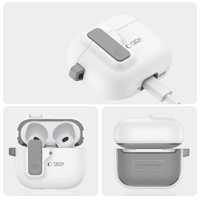 Тънък калъф Tech-Protect за AirPods 4 - бял