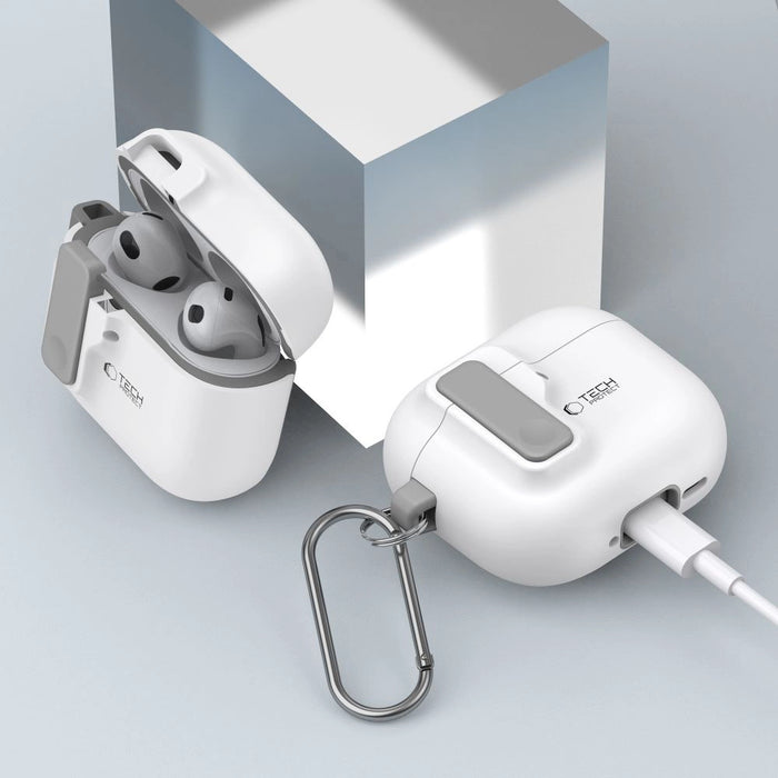 Тънък калъф Tech-Protect за AirPods 4 - бял