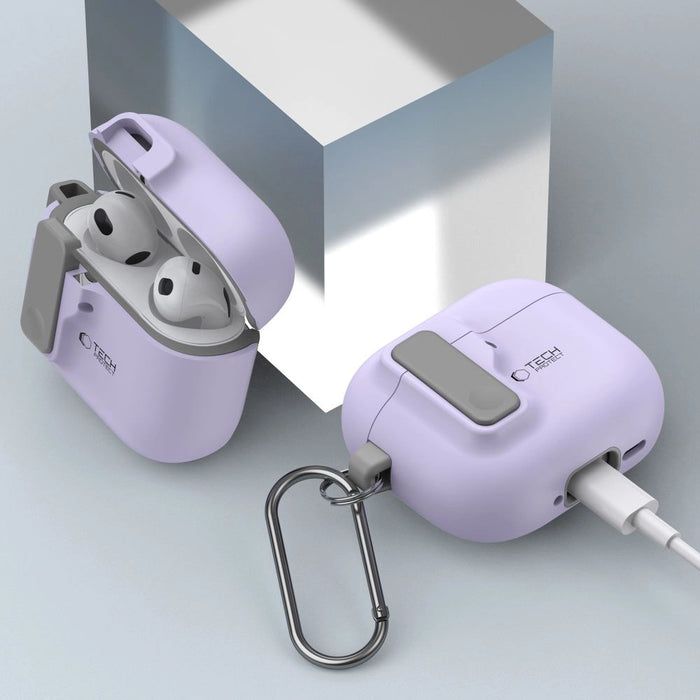 Тънък калъф Tech-Protect за AirPods 4 - лилав