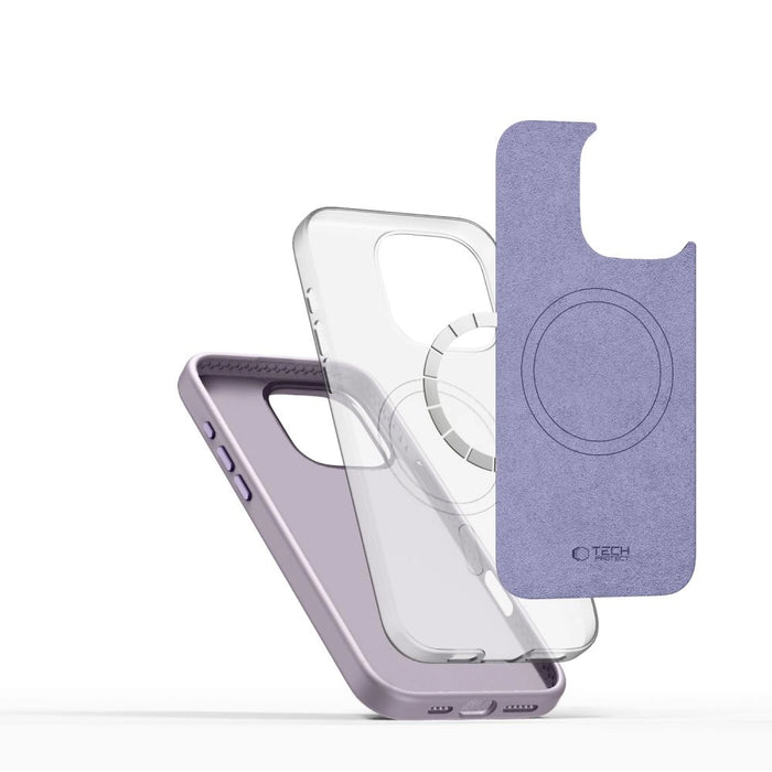 Силиконов PU MagSafe калъф Tech-Protect за iPhone 16 Pro Max - лилав