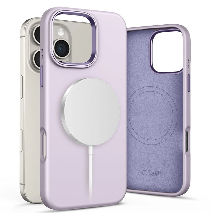 Силиконов PU MagSafe калъф Tech-Protect за iPhone 16 Pro Max - лилав