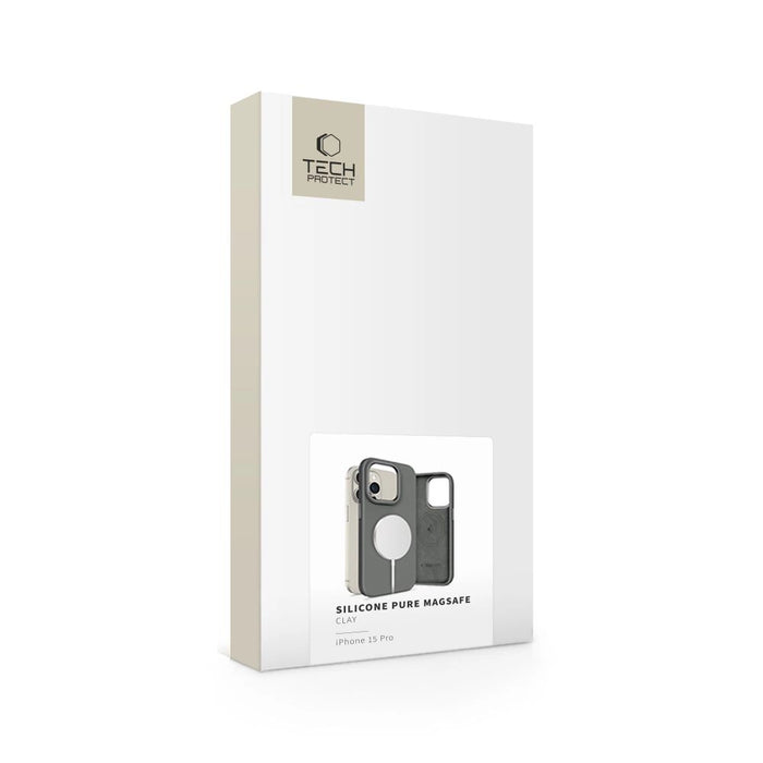 Силиконов PU калъф Tech-Protect MagSafe за iPhone 15 Pro - сив