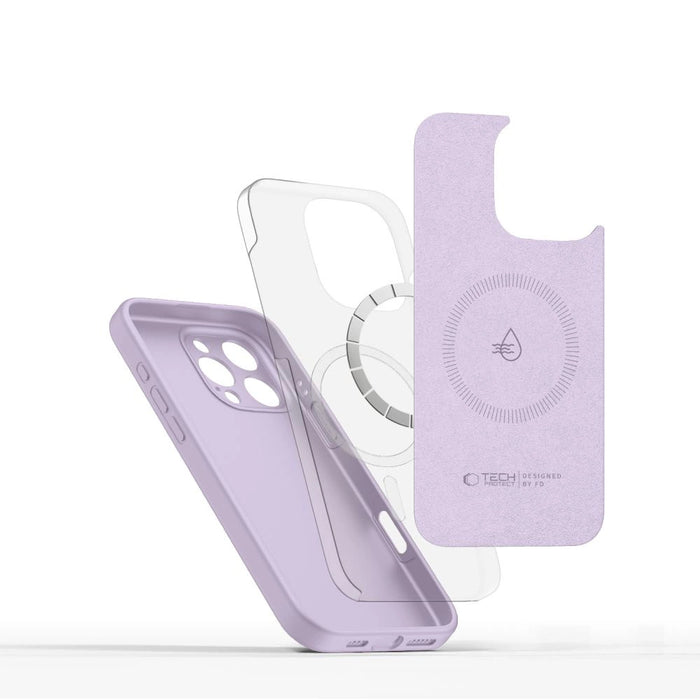 Течен силиконов калъф MagSafe Tech-Protect за iPhone 16 Pro Max - лилав