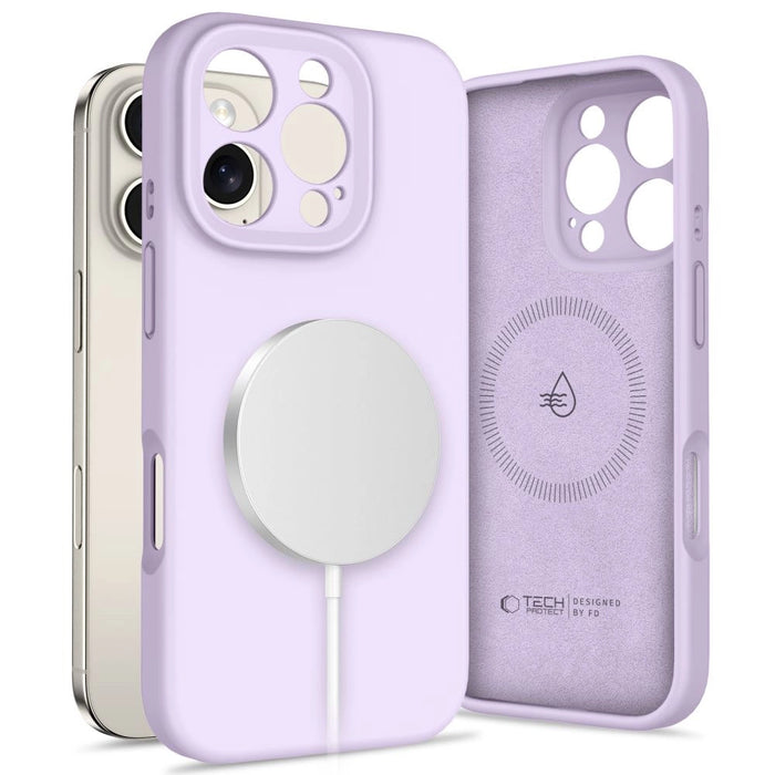 Течен силиконов калъф MagSafe Tech-Protect за iPhone 16 Pro Max - лилав
