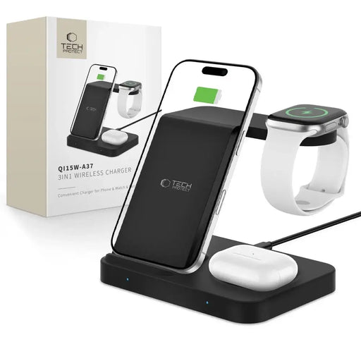 Tech-Protect QI15W-A37 3в1 индукционно безжично зарядно
