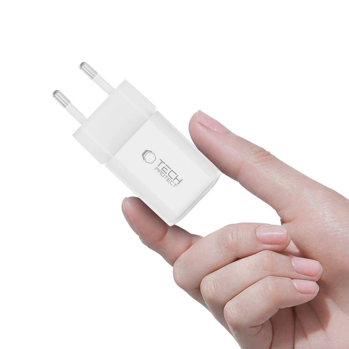 Tech-Protect NCM33W 2-port PD33W/QC3.0 зарядно за стена - бяло