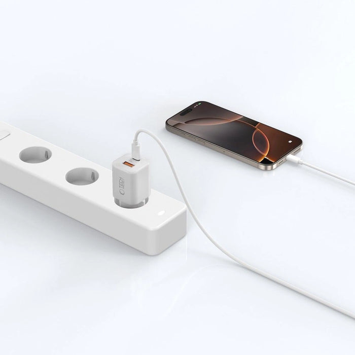 Tech-Protect NCM33W 2-port PD33W/QC3.0 зарядно за стена - бяло