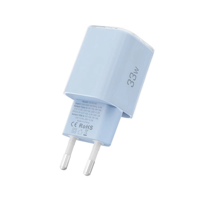 Tech-Protect NCM33W 2-port PD33W/QC3.0 зарядно за стена - синьо