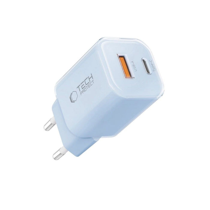 Tech-Protect NCM33W 2-port PD33W/QC3.0 зарядно за стена - синьо