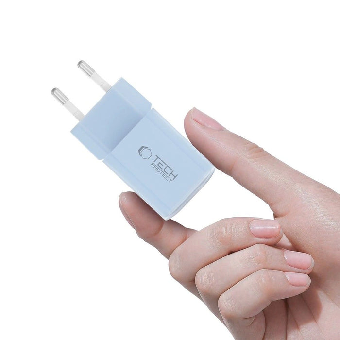Tech-Protect NCM33W 2-port PD33W/QC3.0 зарядно за стена - синьо