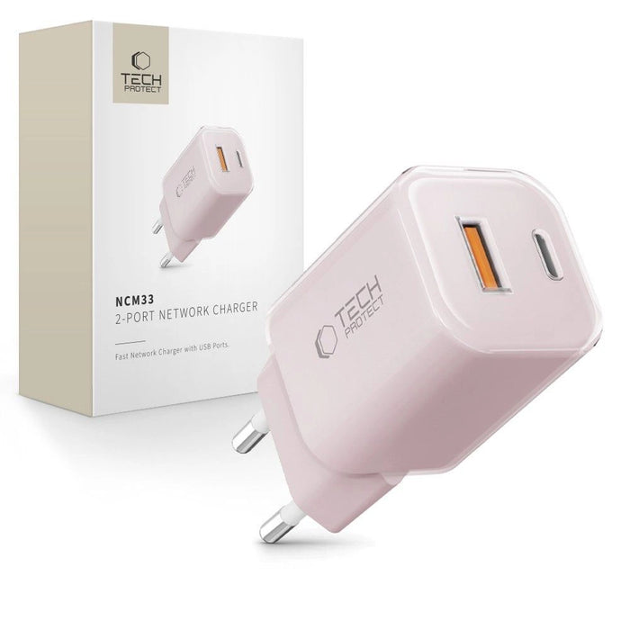 Tech-Protect NCM33W 2-port PD33W/QC3.0 зарядно за стена - розово