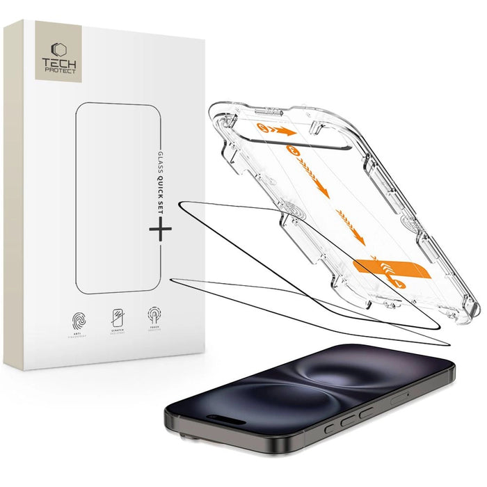 Tech-Protect Quick Set+ Tempered Glass 2 пакета за iPhone 15 / 16