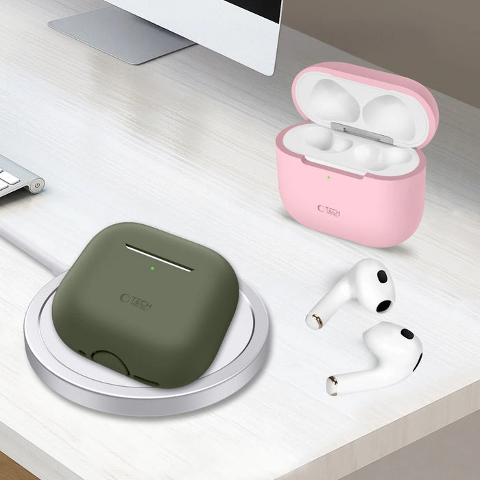 Силиконов калъф Tech-Protect за Apple AirPods 4 - бежов