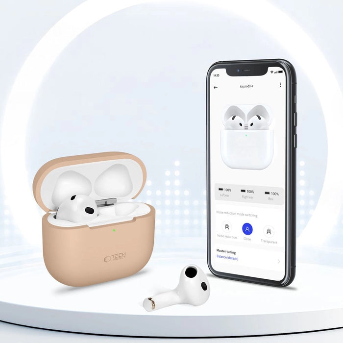 Силиконов калъф Tech-Protect за Apple AirPods 4 - бежов