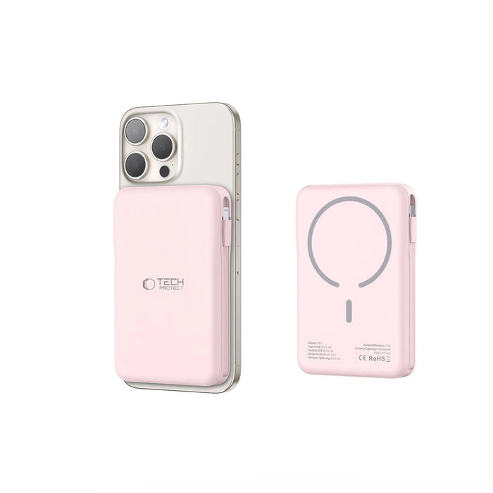 Преносима батерия Powerbank Tech-Protect PB31 LifeMag MagSafe 10000 mAh - розов