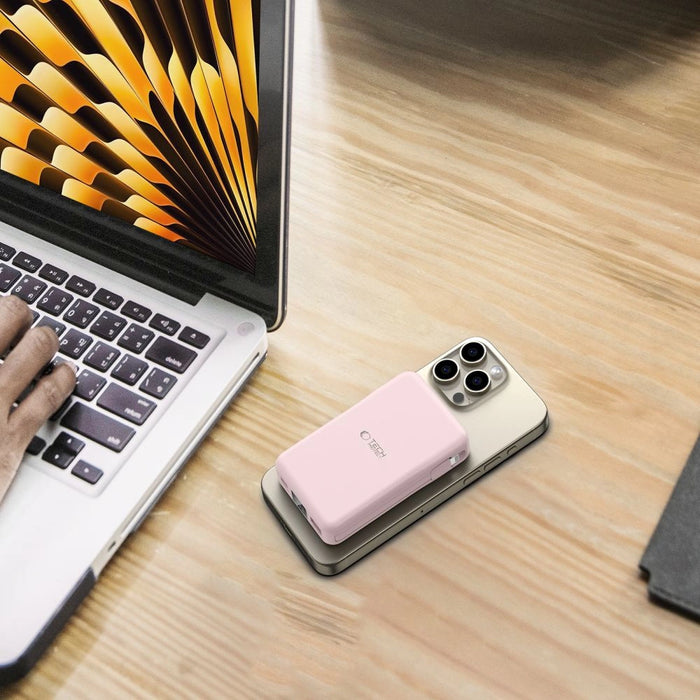 Преносима батерия Powerbank Tech-Protect PB31 LifeMag MagSafe 10000 mAh - розов