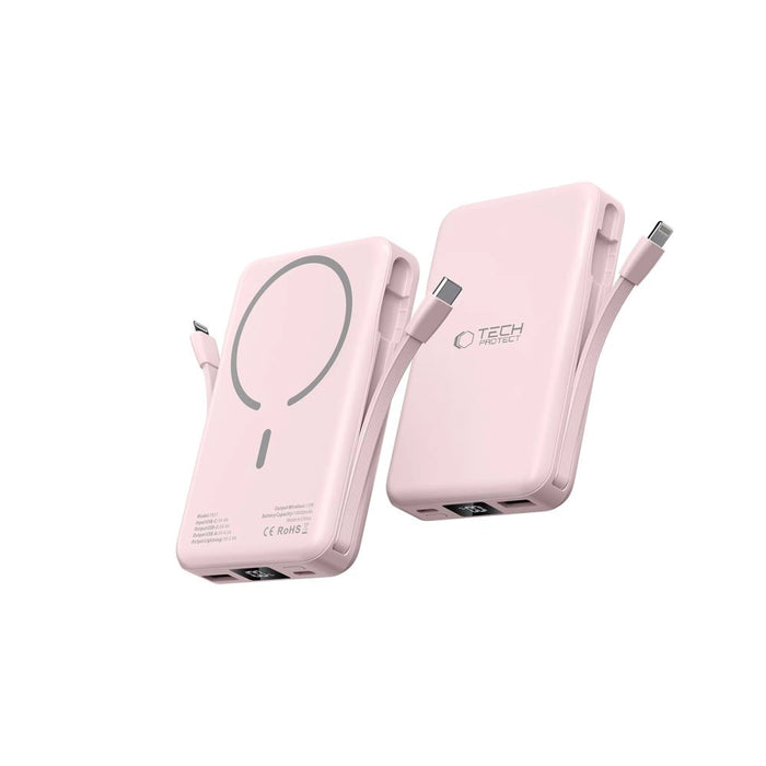 Преносима батерия Powerbank Tech-Protect PB31 LifeMag MagSafe 10000 mAh - розов