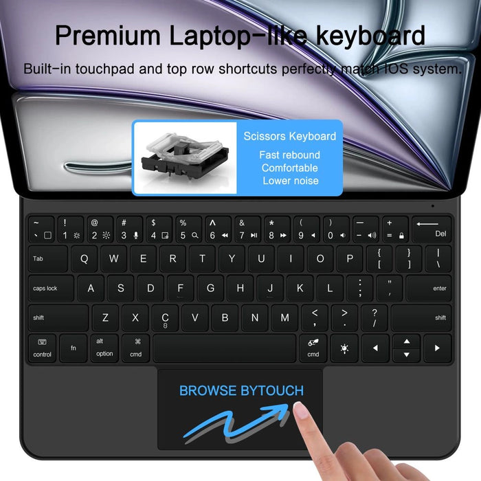 Tech-Protect Smartcase Magnetic с клавиатура за iPad Pro 12.9” 2020 / 2021 / 2022 / iPad Air 13” 2024 / 2025 - черен